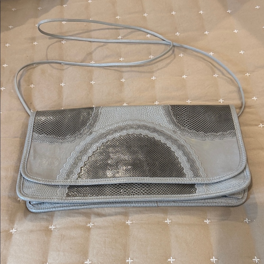 Carlos Falchi Gray and Black Clutch